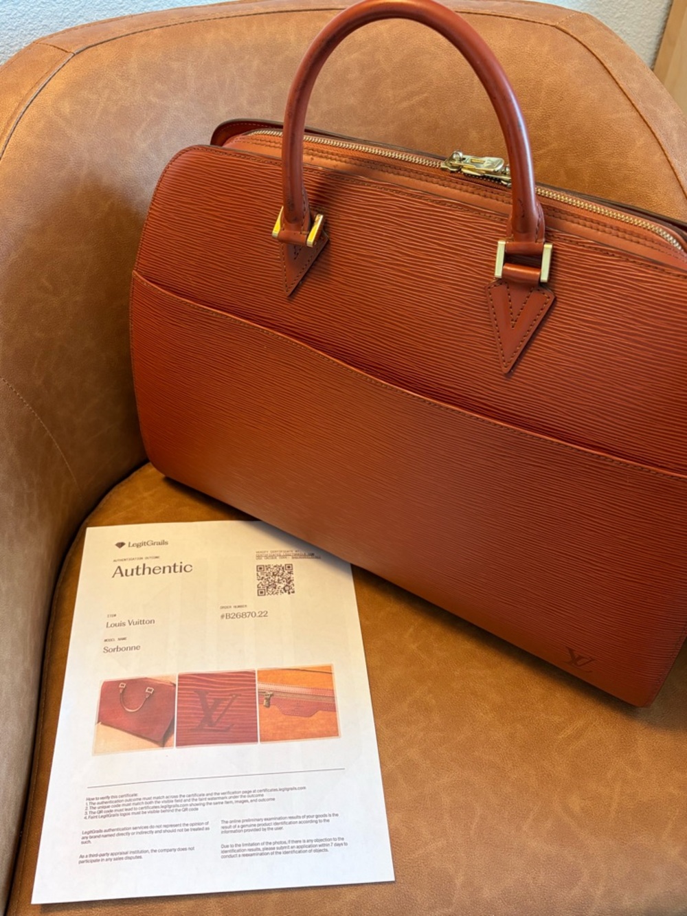 Louis Vuitton Sorbonne Epi bag with COA